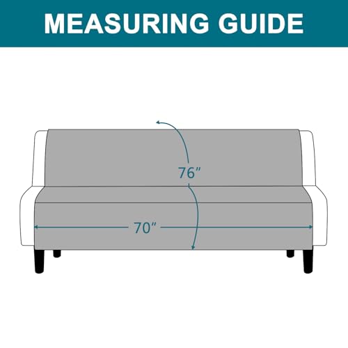 Turquoize 100% Waterproof Futon Cover Futon Slipcover Washable Armless Sofa Bed Slipcover Protector Seat Width Up to 70" with Adjustable Elastic Strap Anti-Slip for Dogs, Ivory Turquoize