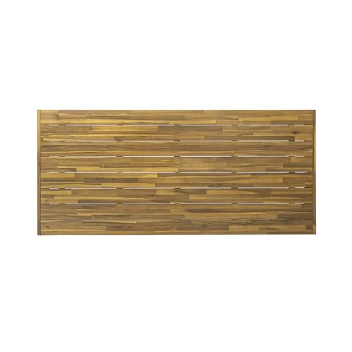 Christopher Knight Home Harpe Outdoor Patio Acacia Wood Dining Table Rectangular, Wood Slat Panel Top Dining Table, Dining Table for Backyard, Garden, Lawn,Teak Finish+Black 32.00" Dx69.00 Wx30.00 H Christopher Knight Home