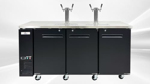 Beer Keg Dispenser Kegerator Commercial Refrigerator 72" Brew Fridge cooler Stainless steel NSF 4 Tap, Black, Three Half Keg, 2 Tower UDD24-72 cooler depot