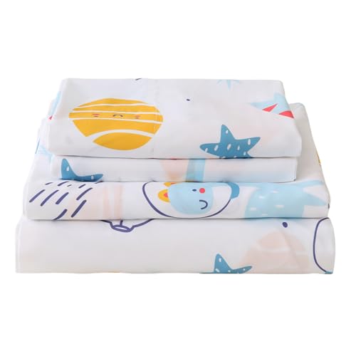 CIMVI Twin Sheets Set for Kids Boys Spcace Dinosaur Bed Sheets 15-Inch Deep Pocket Fitted Sheet Soft Breathable Microfiber Bedding Sets with Pillowcase 3 Pieces CIMVI