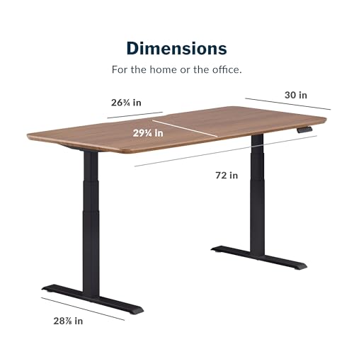 Vari Classic Electric Standing Desk - VariDesk Height Adjustable Sit/Stand Desk - Dual Motor with Memory Presets, Stable T-Style Legs - Gaming or Home Office Workstation - 72”x30”, Walnut/Black Vari