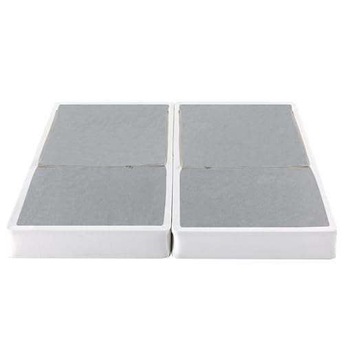 ZINUS No Assembly Metal Box Spring, 7.5 Inch White Mattress Foundation, Sturdy Metal Structure, Split King Zinus