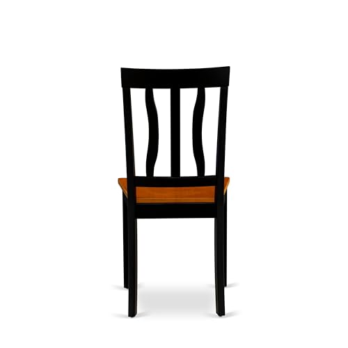 East West Furniture AVAT7-BLK-W 7 Piece Modern Dining Table Set Consist of an Oval Wooden Table with Butterfly Leaf and 6 Dining Room Chairs, 42x60 Inch, Black & Cherry East West Furniture