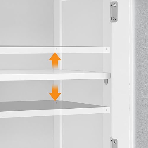 Yaheetech 67" Tall White Bathroom Storage Cabinet with Glass Door and Adjustable Shelves Yaheetech