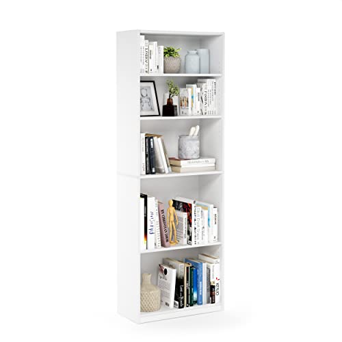 FURINNO JAYA Simply Home 5-Shelf Bookcase, 5-Tier, White Furinno
