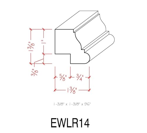 EWLR14 Kitchen Cabinet Light Rail Nose and Cove Ogea Moulding, 1-3/8" x 1-3/8", Poplar, 94" NewMouldings
