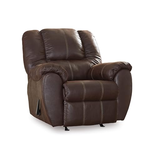 Signature Design by Ashley McGann Modern Faux Leather Manual Pull Rocker Recliner, Brown