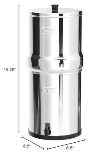 Big Berkey Gravity-Fed Stainless Steel Countertop Water Filter System 2.25 Gallon with 2 Authentic Black Berkey Elements BB9-2 Filters Berkey