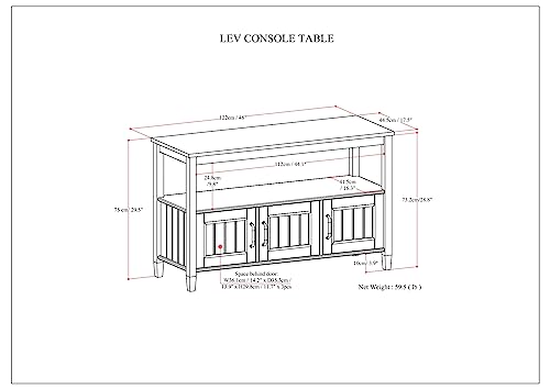 SIMPLIHOME Lev SOLID WOOD 48 Inch Wide Contemporary Console Table in Smoky Brown, for The Living Room, Entryway and Bedroom SIMPLIHOME