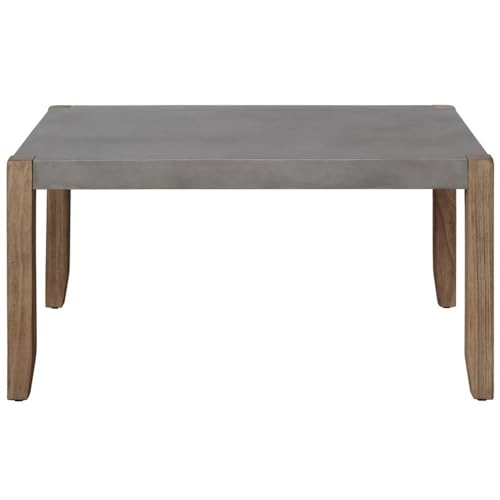 Alaterre Furniture Newport Living Room Collection – 36” x 24” Rustic Industrial Small Coffee Table with Faux Concrete Top Finish and Light Amber Solid Wood Legs (Concrete Gray) Alaterre Furniture