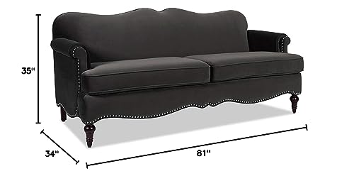 Jennifer Taylor Home Legacy Camelback Sofa Nail head Accents, Dark Charcoal Grey Jennifer Taylor Home