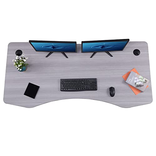 ApexDesk Elite Pro Series 71" x 33" Electric Height Adjustable Stand up Desk, Sit Stand Home Office Desk, Computer Desk - Curved Grey Top/Black Frame ApexDesk