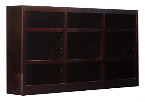 Traditional Triple Wide Wood Bookcase with Adjustable Shelves in Cherry Finish by Concepts In Wood Concepts In Wood