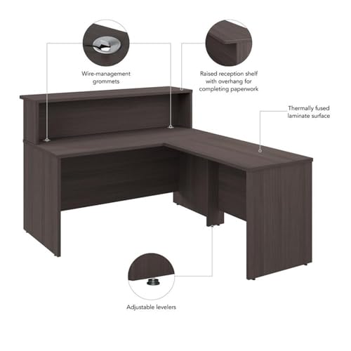 Bush Business Furniture Office 500 72W L Shaped Executive Desk with Drawers in Modern Hickory Bush Furniture