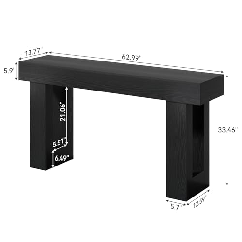 Little Tree 63-Inch Long Console Tables for Entryway, Large Sofa Table Behind Couch, Wooden Entry Foyer Hallway Table, Modern Console Sofa Tables for Living Room, Black LITTLE TREE