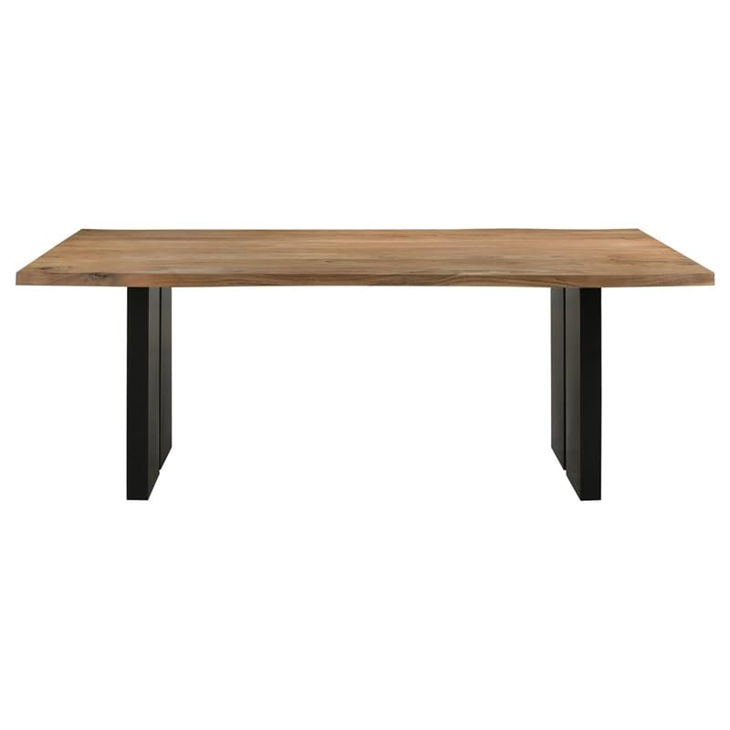 MAKLAINE Wood Live Edge Dining Table in Natural Acacia and Black MAKLAINE