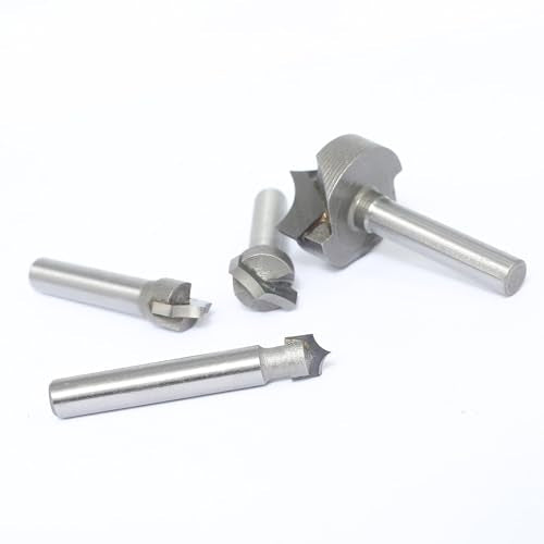 Akylin 4pcs Point Cutting Roundover Router Bit Set,1/4" Shank,Cutting Dia. 3/8“,3/8",1/2" and 1",Round-Over Plunge Cutter for Wood Engraving, 2D and 3D Carving Akylin
