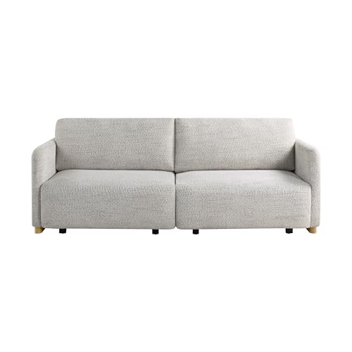Serta Vail 86" Convertible Sleeper Sofa, Queen Size, Wall-Hugging Dreamglide Mechanism, Dreamcoil Comfort, Boucle Fabric, Ivory Serta