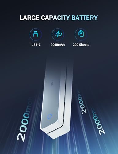 PRT Portable Printer Wireless for Travel, Bluetooth Thermal Printer Support 8.5" X 11" US Letter A4 A5, Compatible with iPhone, Android & Laptop, Inkless Printer for Office, Home, School, White PRT