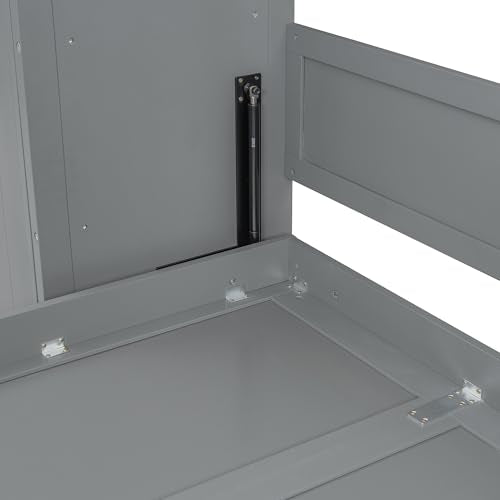 Merax Queen Murphy Bed with Tall 90.6" Closet Wardrobe & Shelves & Drawers, All-in-One Multi-Storage Side Flip Wood MDF Murphy Cabinet Bed Desk, Open/Close Hydraulically (Gray) Merax