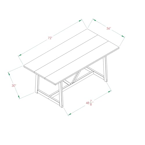 Walker Edison Modern Farmhouse Dining Table Wood Small Dining Room Table Sets Dining Chairs. 72 Inch. White and Rustic Oak Walker Edison