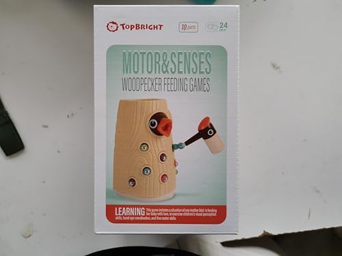 TOP BRIGHT Montessori Toys for 2 Year Old Girl and Boy, Fine Motor Skills Toddler Toys Age 2-4, Woodpecker Worm Toy Magnetic Bird Feeding Game TOP BRIGHT