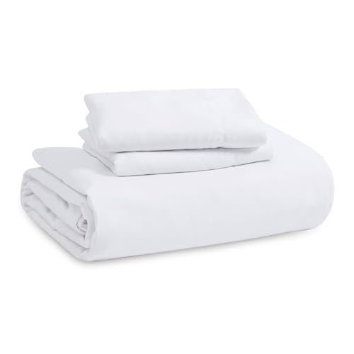Bedsure Duvet Cover Queen Size with Fitted Sheet - 4 Pieces Prewashed Polyester Extra Soft Bedding Set, Includes 1 Duvet Cover 90''x90'' with Zipper Closure, 2 Pillow Shams, 1 Fitted Sheet, White Bedsure