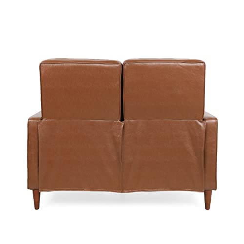 Christopher Knight Home Denison Tufted Loveseat Pushback Recliner - Faux Leather - Cognac Brown/Dark Espresso Christopher Knight Home