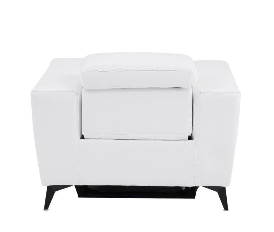 BlackJack Furniture Ferrara Top Grain Italian Leather Power Reclining Sofa Chair with USB Ports to Charge Devices, Adjustable Multi-Position Headrests, Wall Hugger Design, 41.3" W, White Blackjack Furniture