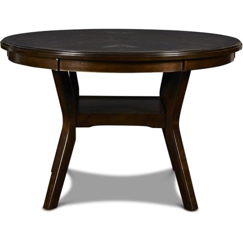 Pemberly Row Solid Wood 5-Piece Round Dining Set in Cherry Brown Pemberly Row
