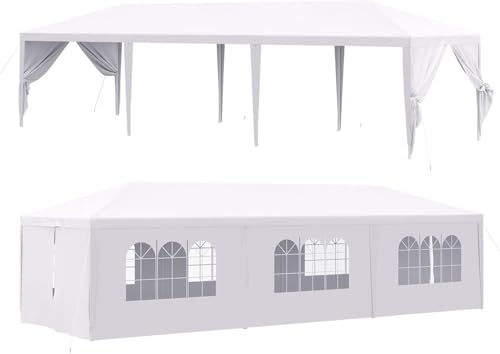 Devoko 10'x30' Heavy Duty White Party Tent - Waterproof Outdoor Wedding Canopy for Backyard, Patio & Events Devoko