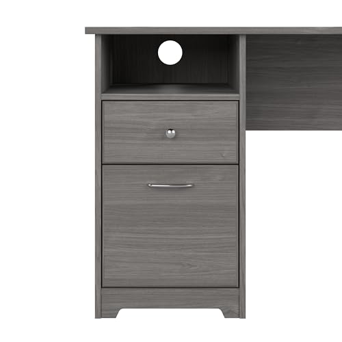 Bush Furniture Cabot 60W Single Pedestal L Desk with Hutch, Modern Gray Bush Business Furniture