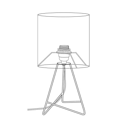 Simple Designs LT2066-WOW 14" Down to the Wire Metal Table Lamp with Fabric Shade, White with White Shade Simple Designs