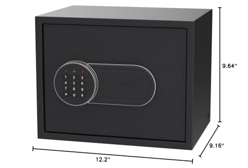 SOULYI Safe Box, 0.5 Cubic Feet Small Safe with Digital Keypad Override Keys, Money Safe Mounted on Wall Floor of Home Office Hotel For Jewelry Document Cash Gun Storage SOULYI