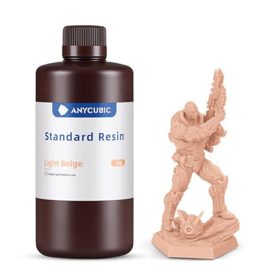 ANYCUBIC 3D Printer Resin, 405nm SLA UV-Curing Resin with High Precision and Quick Curing & Excellent Fluidity for LCD 3D Printing (Light Beige, 1kg)