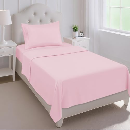 Mejoroom Twin Sheet Set - Hotel Collection Twin Sheets - Bedding Sheets & Pillowcases with Deep Pocket Fitted Sheet, Breathable, Wrinkle & Fade Resistant - 3 Piece(Blush Pink) Mejoroom