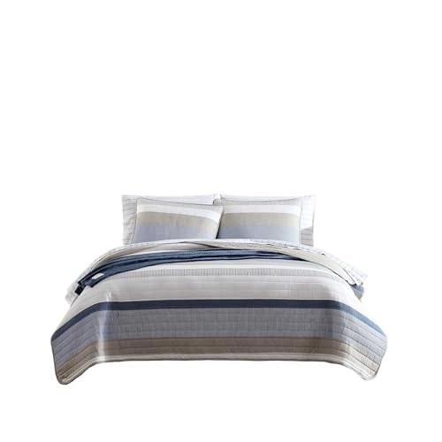 Nautica - Twin Quilt Set, Soft & Breathable Cotton Bedding with Medium Weight Feel, Reversible 2 Piece Bed Set with Matching Pillowcase (Galewood Blue) Nautica