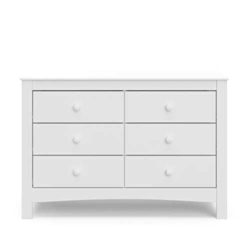 Graco Noah 6 Drawer Double Dresser (White) - GREENGUARD Gold Certified, 6 Drawer Double Dresser for Kids Bedroom or Nursery, Bedroom Furniture Dresser, Universal Design for Nursery and Kids Bedroom Graco