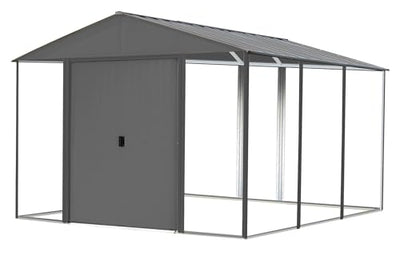 Arrow 10' x 12' Ironwood Galvanized Steel Hybrid Outdoor Shed Kit, Anthracite