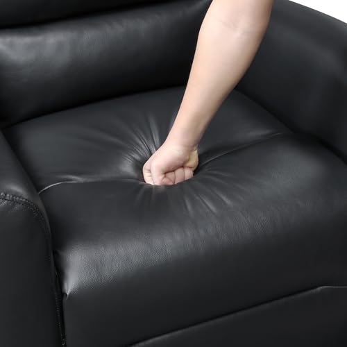 Lexicon Swivel Glider Recliner Chair, Comfy Nursery Glider, Faux Leather Recliner, Manual Reclining Chair for Living Room/Office/Apartment, Black Lexicon