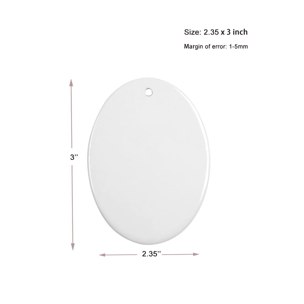 imprintfavor 12pcs Sublimation Ornaments Ceramic 3 inch Oval Christmas Ornament Bulk Hanging Sublimation Ornaments Blanks for Crafting and Personalization (Oval) imprintfavor