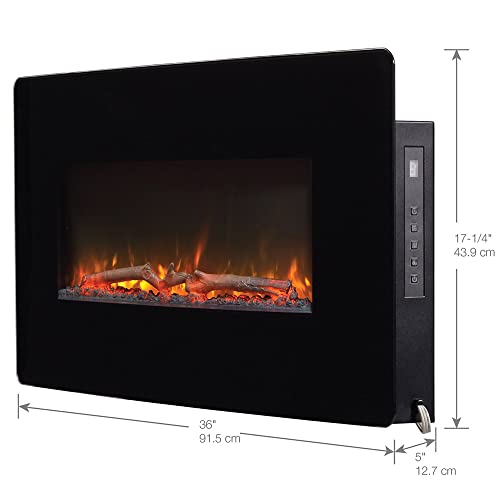 Dimplex Winslow Wall Mounted Electric Fireplace, 35" Inch, Black, 1400W - Modern Wall Electric Fireplace with Heater, Multiple Media Options, Remote Control - Slim Fireplaces for Living Room, Bedroom DIMPLEX