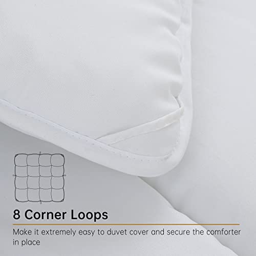 ABOUTABED Twin Comforter Duvet Insert White, All Season Down Alternative Comforter, Ultra Soft Quilted Bedding Comforter with 8 Corner Tabs, Machine Washable ABOUTABED