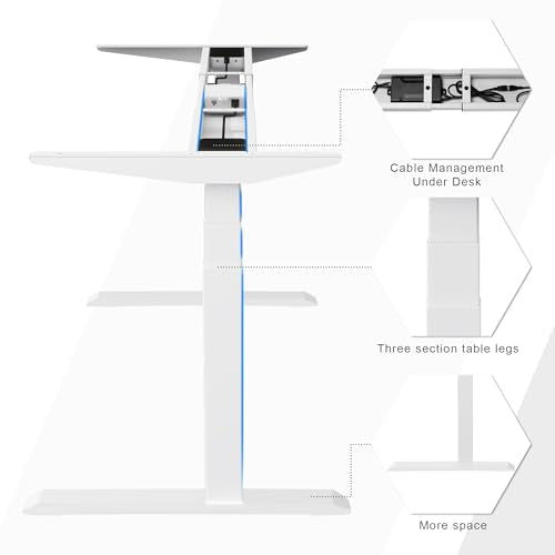 Fromann Dual Motor Standing Desk Frame 3 Stage Legs Electric Heavy Duty Sit Stand up Height Adjustable Desk Base for Home and Office Fromann