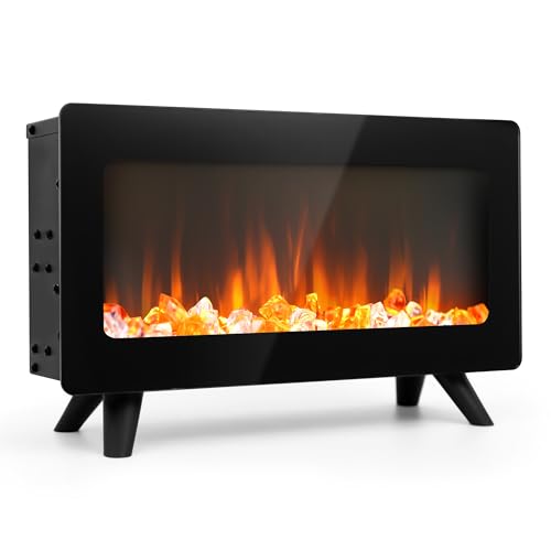 16" Small Freestanding Electric Fireplace Heater - Fire Places Electric Fireplace Stove with Realistic 3D Flames, Infrared Heater Indoor Space Heater, 750 |1500W, Overheating Protection AckMizz