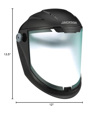 Jackson Safety Lightweight MAXVIEW Premium Face Shield - Mask with 370 Speed Dial Ratcheting Headgear, ANSI Z87.1, for Work, Grinding, Cutting - Anti Fog Coating - Clear Tint Jackson Safety