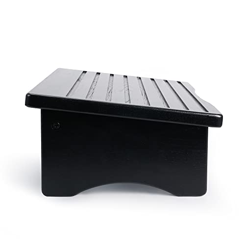 CONSDAN Foot Rest, Ergonomic Footrest for Under Desk at Work, Nursing Foot Stool, Natural Solid Wood Non-Slip Slanted Top Foot Stool for Office/Standing Desk (Black Color) CONSDAN