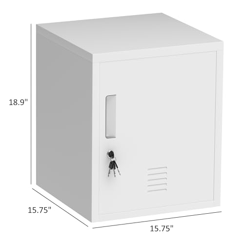 JINGUR Metal Storage Locker Cabinet with Locking Door and Adjustable Shelf for Home Office Classroom Workshop Organization (White) JINGUR