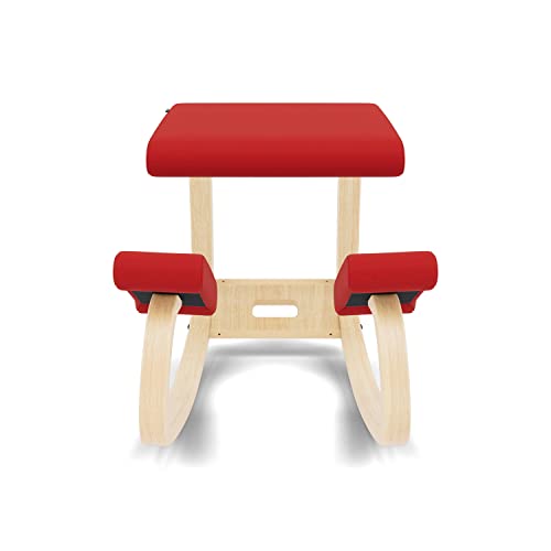 Varier Variable Balans Original Kneeling Chair Designed by Peter Opsvik (Red Revive Fabric with Natural Ash Base) Varier