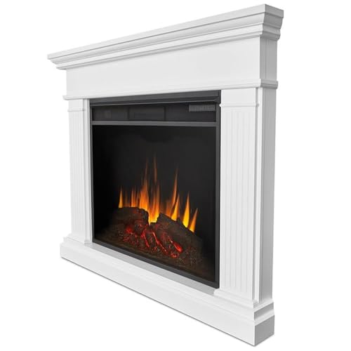 BOWERY HILL Traditional Corner Electric Fireplace Mantel Heater with Remote Control, Adjustable Led Flame 1500W in White BOWERY HILL